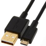 Amazon Basics USB-A to Micro USB Charging Cable, 480Mbps Transfer Speed with Gold-Plated Plugs, USB 2.0, 0.9 m, Black