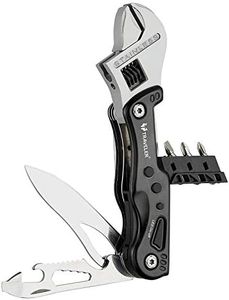 Traveler Shivexim Multi 9-In-1 Adjustable Wrench Knife With 3 Changeable Screwdrivers, Led Torch, Bottle Openers And Nylon Belt Pouch