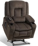 EONIX Oversized Power Lift Recliner Chair for Elderly with Heat and Massage, Dual Motor Electric Recliner Lift Chair, 400lbs Heavy Duty, Recliner Chair with Cup Holder, Lumbar Pillow, Coffee