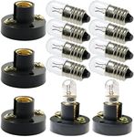 MEETOOT Set of 10pcs Screw Mini Bulb 6.3V and 5pcs E10 Mini Bulb Holder Black Plastic Pure Brass Lamp Bases Student Experiment Lighting DIY Accessories Screw Type Bulb Socket