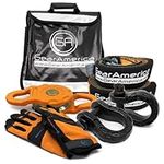 GearAmerica Off-Road Recovery Mega Kit | Tow Strap + Tree Saver + Mega Snatch Block Pulley + Black Mega D-Ring Shackles + Winch Line Dampener Bag + Recovery Gloves | Ultimate 4x4 Winching Accessories