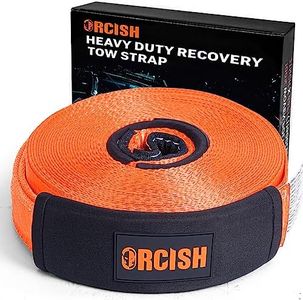 ORCISH Long Recovery Tow Straps, 2" x 66 FT Tow Straps Heavy Duty with Loops, Tow Rope for Truck, Vehicle Recovery Rope with Reinforced Loops and Protective Sleeves, Tree Saver Strap for Winching