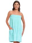 Vislivin Towel Wrap Robe for Women shower wrap robe Bath Body Towel Wrap bathrobe with Adjustable Snap Closure Blue L
