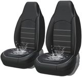 AUTOYOUTH Seat Covers Universal Front Pair Waterproof PU Leather Seat Covers for Cars & Supports & Airbag Compatible Auto Parts Car Seat Protector Car Seat Cushions, Gray