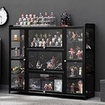 EXTICK Display Cabinet, Flip Door Display Cabinet, Curio Display Cabinet, Glass Door Display Cabinet, Curio Cabinet with Acrylic Doors Display Cabinet Used to Store Collectibles