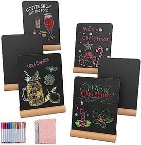 BESTOOL Lot de 6 Tableaux Noirs, Tableau Noir de Table avec Base Double Face Ardoise Buffet Signes Étiquettes de Prix Affichage Menu Boissons pour Anniversaire Mariage Bar Café (15 x 20 cm)