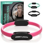 URBNFit Pilates Ring - Fitness Circle, Pelvic Floor Exerciser and Thigh Toner w/Non-Slip, Dual Grip, Foam Pads and Bonus Workout Guide - Pink