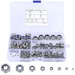 HAUSPROFI 170 Pcs Lock Nuts A2 Stainless Steel Locknut, 8 Sizes M2-M12 Nylon Insert Hex Nut Set with Durable Assortment Box, M2 M3 M4 M5 M6 M8 M10 M12 Assorted Locking Nuts