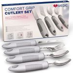 iMedic Comfort Grips Cutlery - Cutlery for Disabled Hands - Dishwasher Safe Disabled Cutlery for Adults - Disability Cutlery for Adults Suffering from Trembling Hands - 1 Set Grey