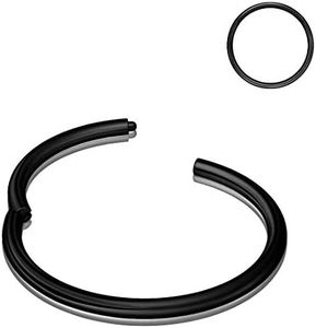 Nose Rings for Women, 20g Black Nose Ring Hoop Earring Surgical Steel Hypoallergenic Hinged Small Nose Ring 20 Gauge 8mm Septum Ring Cartilage Hoop Tragus Earring Conch Piercing Jewelry for Women Men