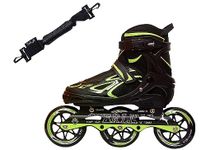 Slyk Sterling 100mm 3 Wheels Adjustable Inline Skates, Polyurethane Speedy Wheels with ABEC-11 Bearings Inline Skates for Children to Adults - Unisex (Green, X - Large (euro shoe size 43 to 46))