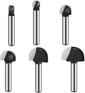 ASNOMY 6pcs Core Box Router Bit 1/4 Inch Shank Round Nose Cove Box Router Bits-1/4 5/16" 1/2" 5/8" 3/4" 7/8" Cutting Diameter Solid Carbide Core Box Round Nose Router Bits