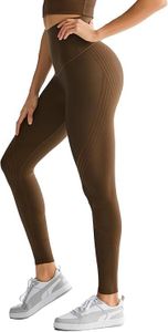 Orolay Compression Leggings for Women Tummy Control High Waisted Leggings for Women Full Length Workout Yoga Pants Brown