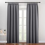 PONY DANCE Pencil Pleat Door Curtain Blackout - 2 Panels Thermal Insulated Curtains for Living Room Privacy Screen Heat Cold Blocking, 46 inch Width x 84 inch Drop, Grey