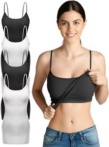 Emmalise Women Camisole Built in Bra Wireless Fabric Support Long Layering Cami, Small, 4Pk Black White Black White