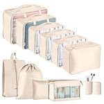 Packing Cubes for Suitcase - GEEDIAR 11 PCS Packing Cubes Travel Luggage Organizers Bag Waterproof Travel Essentials Bag Clothes Shoes Storage Bags（Beige）