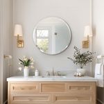 USHOWER 24" Round Frameless Bathroom Mirror for Over Sink with Beveled Edge - Circle Wall Mirror for Bathroom & Vanity, Elegant & Simple Look