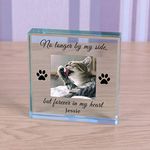 SDD Cat Memorial, Personalised Photo Engraved Glass Block Paperweight, Cat Lover Gift, Pet Memorial, Paw Prints, Glass Cat Photo Block Remember