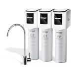 Vortopt Under Sink Water Filter System - NSF Certificated,3-Stage Filtration, 1 Stainless Steel Faucet,Reduces PFAS, PFOA/PFOS, Fluoride, Chlorine, Bad Taste & Odo, F01(3 Filters)