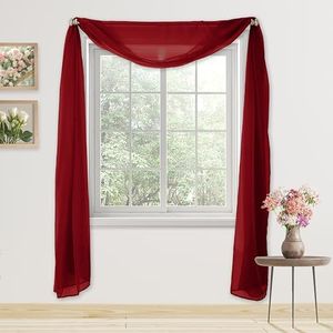 Elegant Comfort Luxury 55" Width x 216" Length 1 Panel Solid Curtain Sheer Voile Scarf for Ceremony Backdrop, Wedding Arch, Kids Bedroom, Decorative Swag, 1 Piece, Burgundy