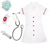 Fancy dress factory Kids Nurse Dress-Up Set (Nurse Dress, Surgical Mask, Injection, Headband, Stethoscope) (7-8 Years)