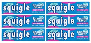 Squigle Enamel Saver Toothpaste – 36% Natural Xylitol, Fluoride, SLS Free. Prevents Mouth Ulcers, Canker Sores, Bad Breath, Perioral Dermatitis, Chapped Lips. Soothes & Protects Dry Mouths – 6 Pack