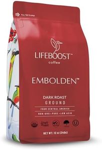 Lifeboost Coffee Dark Roast Ground Coffee - Low Acid Single Origin USDA Organic Coffee - Non-GMO Ground Coffee Beans Dark Roast Third Party Tested For Mycotoxins & Pesticides - 12 Ounces