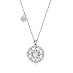 Graduation Gifts for Her, 925 Sterling Silver Compass Pendant Necklace with Created Opal Jewellery for Women Girls