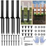 4 Pack Black Fence Post Repair Stak