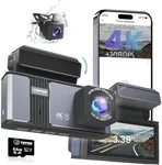 TVFEA Dash cam 4K, Dashcam front and rear camera,Dual Dash Camera for Cars with Wi-Fi ,3.39"LCD Screen,64GB TF Card,APP&Voice Control,Night Vision,WDR,Metal Shell,24H Parking Mode,G-Sensor,Loop Record