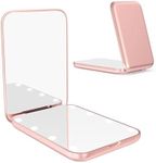 WOBSION Small Mirror with Lights,LED Compact Makeup Mirror,1x/3x Mini Travel Mirror with Magnification,Portable for Purse,Pocket,Gifts for Girls,Rose Gold