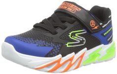 Skechers Boys' Flex Glow Belt Light Up Sneaker Black/Lime 3 Medium US