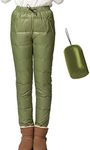 Flygo Women's Packable Winter Warm Snow Pants Utility Compression Down Pant Trousers Armygreen