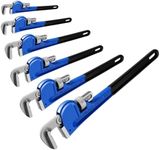 Gisafai 6 Pcs Heavy Duty Aluminum Straight Pipe Wrench Set 8" 10" 12" 14" 18" 24" Adjustable Plumbing Wrench Set Alloy Steel Plumber Wrench Pipe Tool, Blue