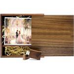 64GB USB 3.0 Flash Drive with Large Walnut Wood Gift Box of Sliding Lid TATMOHIK Memory Stick 64 GB Thumb Drive, USB Drive and Box Set