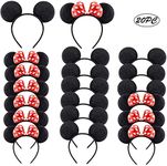 HENBRANDT A 20 PCS of Mickey Minnie Mouse Ears Headband with Red Polka Dot Bow Birthday Halloween Mums Boys Girls Adults Children Hair Accessories-(Set of 20)