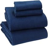 Sleepdown 100% Cotton Flannel Sheets - Super Soft Heavyweight Double Brushed, Anti-Pill Flannel Bed Sheets - 16" Cal King Sheets Deep Pocket Fitted Sheet X2 Side Pockets (California King, Navy)