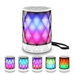 LFS Portable Bluetooth Speakers with Lights, Night Light Wireless Speakers Waterproof Small Speaker, 7 Color Change, TWS Pairing, LED Party Speaker for Home, Kids, Camping, Gaming, Christmas -White