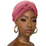 DRESHOW Hair Wrap for Women Ribbed Soft Stretch Jersey Head Scarf Breathable Lightweight Turban Solid Color