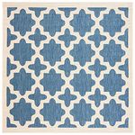 Safavieh Courtyard Collection CY6913-243 Blue and Beige Indoor/Outdoor Square Area Rug, 5-Feet 3-Inch Square