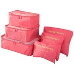 Styleys Set of 6 Packing Cube Travel Pouches (Watermelon Red_S1037) Polyester