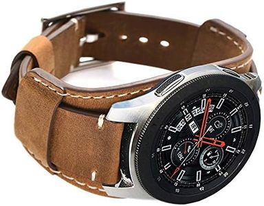 CooBES Compatible with Samsung Galaxy Watch 46mm/Gear S3 Frontier/Galaxy Watch 3 45mm/Classic Straps, 22mm Genuine Leather Cuff Band Replacement Bracelet with Steel Buckle for Men Women(22mm, Brown)