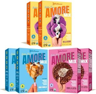 Dilettoso's Organic Gluten-Free Oat Flour Baking Mix | Variety Pack: Vanilla, Chocolate, and Wild Blueberry | Pancakes, Waffles, Cupcakes, Brownies, and Cookies | 10oz AMORE Mix (6 Boxes)