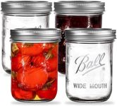 16 oz Wide Mouth Mason Jars Mason Jars with Airtight Lids and Bands for Canning, Fermenting & Pickling (4)