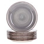 vancasso Bella Grey 10.5 inch Dinner Plate Set of 8, Handpainted Big Plate Set in Rustic Look, 27cm Serving Plate for Dinner/Steak/Main Course, Scratch Resistant