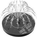 GAIZERL Solar Fountain Bird Bath Fountains Pump 2024 Upgraded 100% Glass Panel, Solar Powered Water Fountain with 8 Nozzles & 4 Fixers for Garden, Pond, Pool, Patio, Outdoor - No Battery Needed