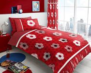 FAIRWAYUK Football Duvet Cover Single - Kids Boys Bedding with Matching Pillowcase, Reversible Printed Goal Red Soccer Quilt Covers, 137x200cm