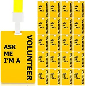 20 Sets Volunteer Lanyards with PVC Plastic Card Pass Yellow Volunteer Badge ID Breakaway Yellow Lanyard for Events Fundraising Church, Events, School Volunteer