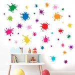 Amimagen 38pcs Colorful Paint Splatter Wall Decals - Graffiti Painting Splotches Wall Stickers - Nursery Kids Baby Girls Boys Room Daycare Kindergarten Playroom Classroom Wall Decor