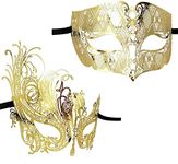 Xvevina Venetian Metal Masquerade Mask for Couples